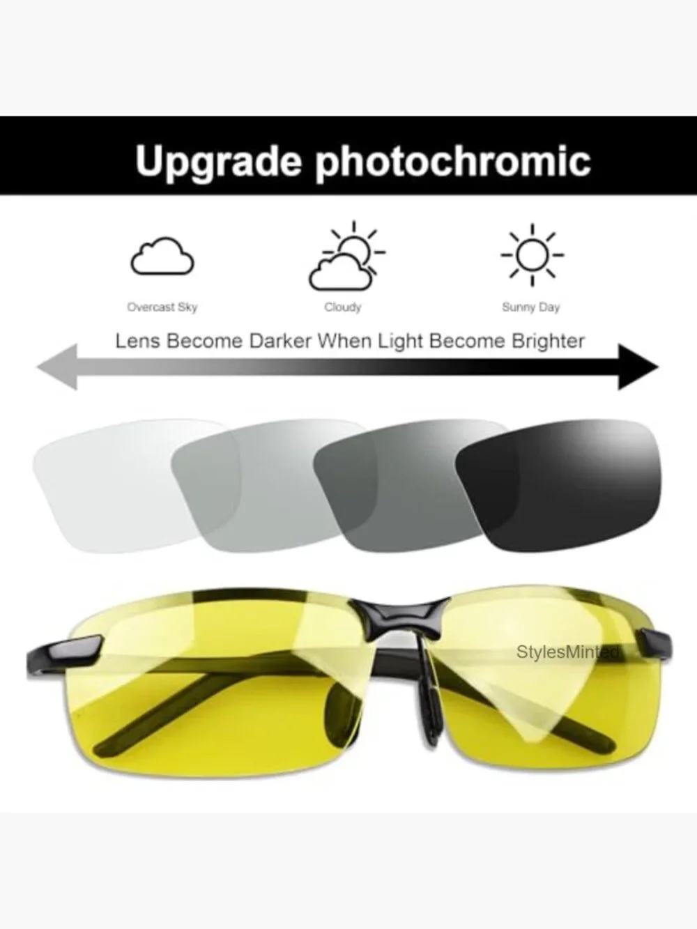 Polarized Photochromic Sports Sunglasses Driving UV Protection Unisex